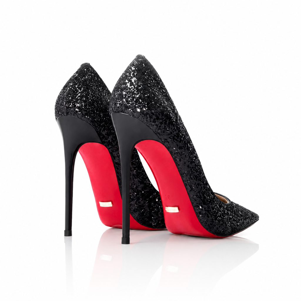 Scarpin Notte Black Sequin Pointed-Toe Pumps