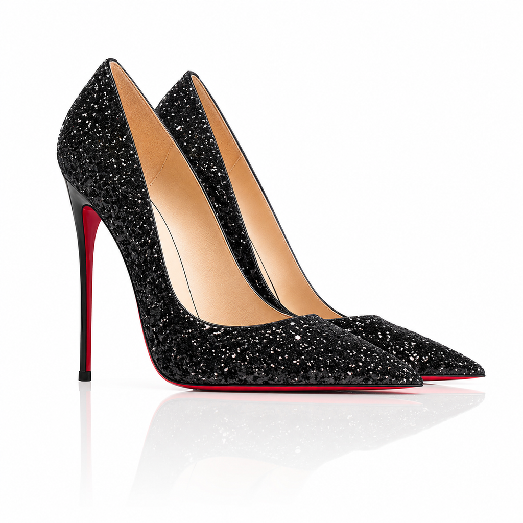 Scarpin Notte Black Sequin Pointed-Toe Pumps